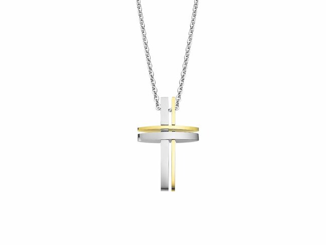 Lotus Style | Collier | Acier Bicolore | Croix | LS1984/1/2