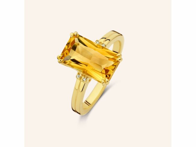 Diamanti Per Tutti | Bague | Argent | Plaqué Or | Diamants 0.0120ct | Citrine | M2438 Diamanti Per Tutti | Bague | Argent | Plaqué Or | Diamants 0.0120ct | Citrine | M2438