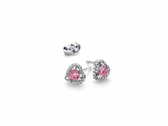 Pandora | Boucles d'Oreilles | Coeurs Surélevés Roses | 298427C02 Pandora | Boucles d'Oreilles | Coeurs Surélevés Roses | 298427C02