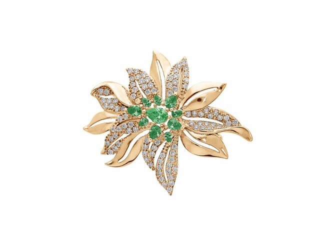 Loumya Silver | Broche | Plaqué Or | Oxyde de Zirconium | Vert | 952521E Loumya Silver | Broche | Plaqué Or | Oxyde de Zirconium | Vert | 952521E