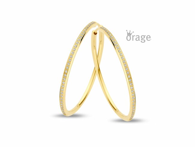 Orage | Boucles d'Oreilles | Créoles | Acier Doré | Oxyde de Zirconium | ø40 |K2843 Orage | Boucles d'Oreilles | Créoles | Acier Doré | Oxyde de Zirconium | ø40 |K2843