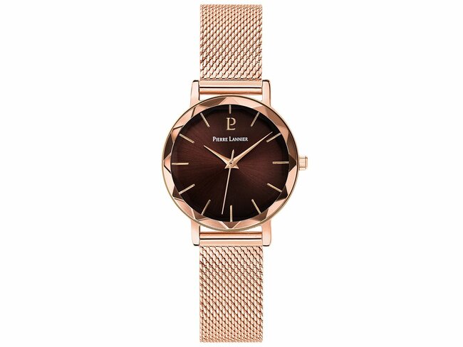 Pierre Lannier | Femme | Quartz | Milanais Rosé | Chocolat | ø30mm | 010P988 Pierre Lannier | Femme | Quartz | Milanais Rosé | Chocolat | ø30mm | 010P988
