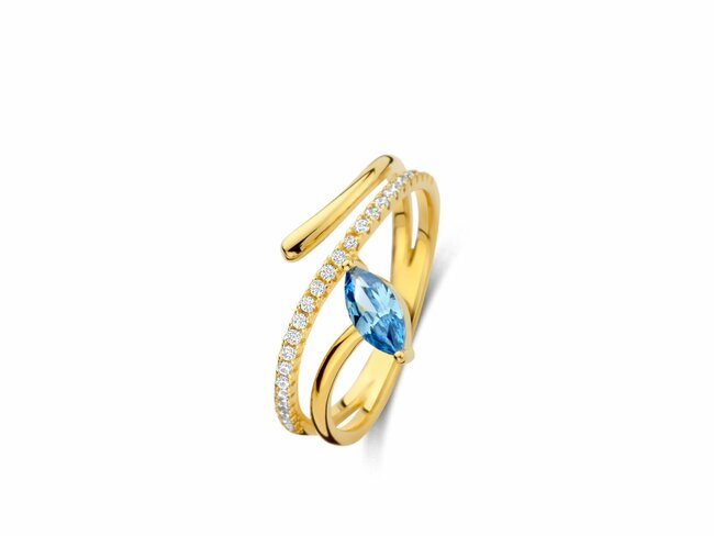 Naiomy Silver | Bague | Plaqué Or | Oxyde de Zirconium | Bleu | N5F63 Naiomy Silver | Bague | Plaqué Or | Oxyde de Zirconium | Bleu | N5F63