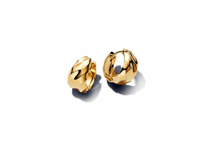 Pandora | Boucles d'Oreilles | créoles | Côtelées | Dorées | 263874C00 Pandora | Boucles d'Oreilles | créoles | Côtelées | Dorées | 263874C00