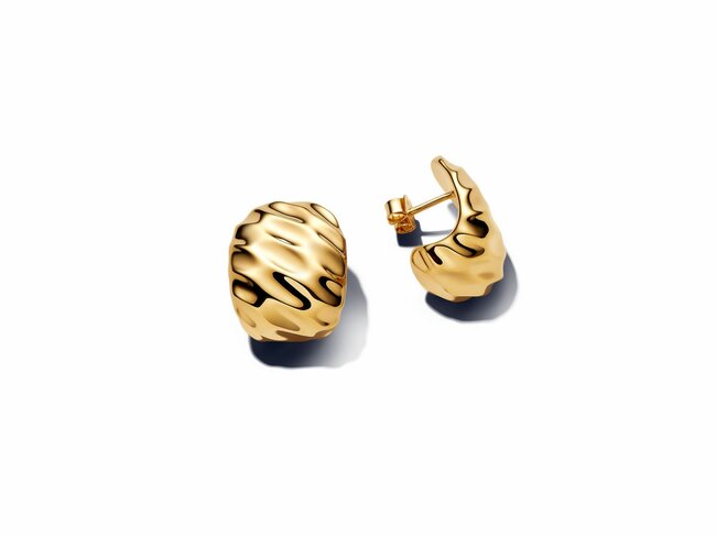 Pandora | Boucles d'Oreilles | Créoles | Larges Côtelées | Dorées | 263879C00 Pandora | Boucles d'Oreilles | Créoles | Larges Côtelées | Dorées | 263879C00