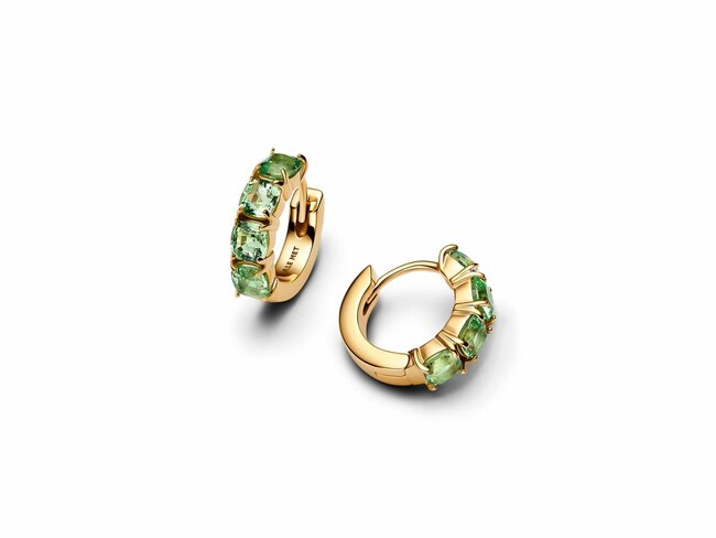 Pandora | Boucles d'Oreilles | Créoles | Vertes | Dorées | 263851C01 Pandora | Boucles d'Oreilles | Créoles | Vertes | Dorées | 263851C01