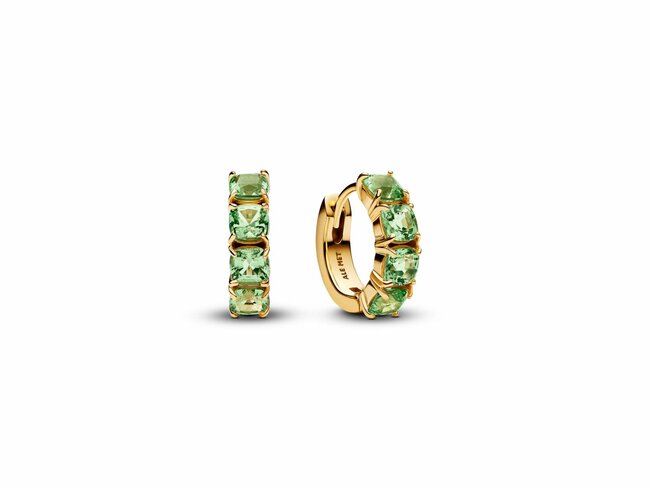 Pandora | Boucles d'Oreilles | Créoles | Vertes | Dorées | 263851C01 Pandora | Boucles d'Oreilles | Créoles | Vertes | Dorées | 263851C01