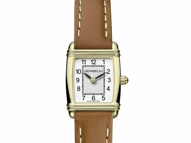 Michel Herbelin | Femme | Quartz | Art Déco Tonneau | Cuir | 17.8 x 19.4mm | 17438P1N22GD Michel Herbelin | Femme | Quartz | Art Déco Tonneau | Cuir | 17.8 x 19.4mm | 17438P1N22GD