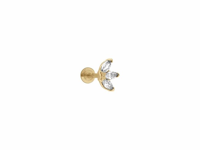 Loumya Steel | Piercing | Acier 316L | Doré | Oxyde de Zirconium | Tige 1.2x8mm | 155911JW