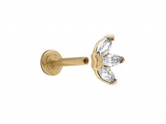 Loumya Steel | Piercing | Acier 316L | Doré | Oxyde de Zirconium | Tige 1.2x8mm | 155911JW