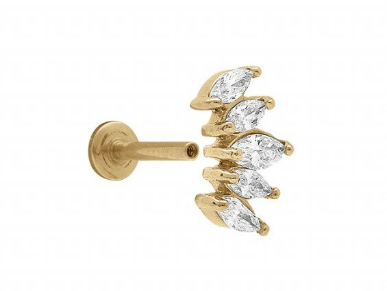 Loumya Steel | Piercing | Acier 316L | Doré | Oxyde de Zirconium | Tige 1.2x8mm | 155918JW