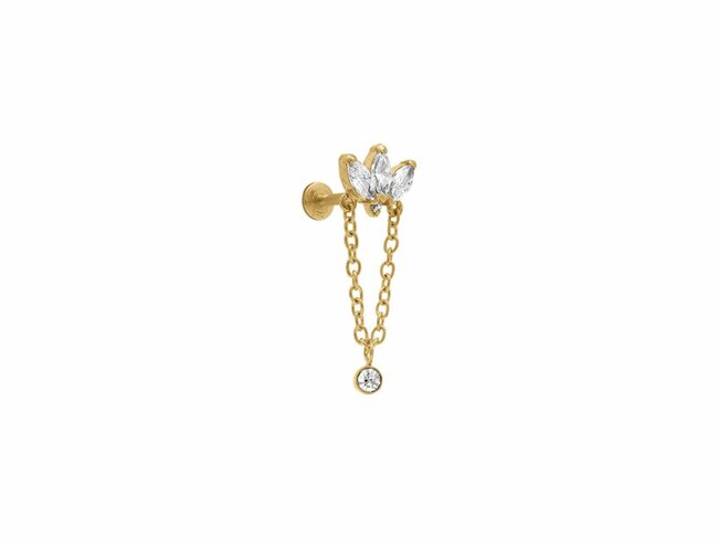 Loumya Steel | Piercing | Acier 316L | Doré | Oxyde de Zirconium | Tige 1.2x8mm | 155923JW