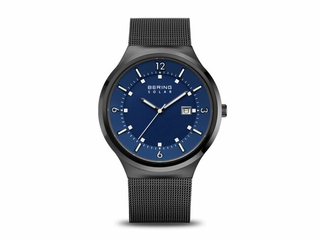Bering | Homme | Solar | Noir | Brillant | Brossé | Milanais Bleu | ø42mm |14442-227 Bering | Homme | Solar | Noir | Brillant | Brossé | Milanais Bleu | ø42mm |14442-227