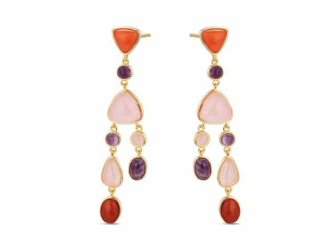 Lavida Pierres Nat | Boucles d'Oreilles | Plaqué Or | Pierres Naturelles | 9118548
