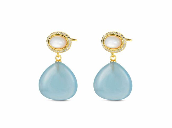 Lavida Pierres Nat | Boucles d'Oreilles | Plaqué Or | Pierres Naturelles | 9122505
