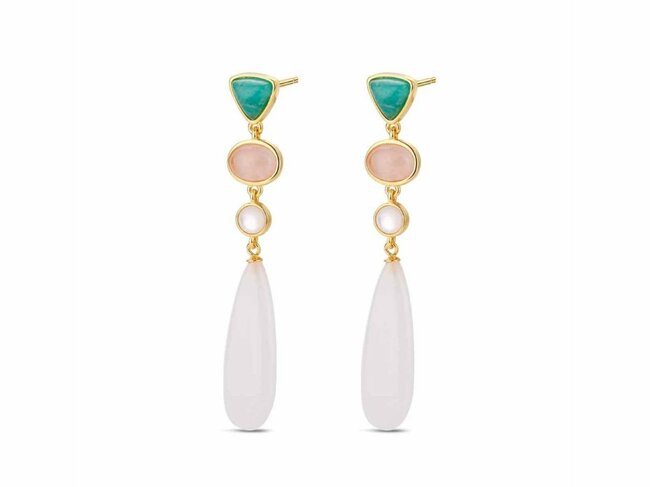 Lavida Pierres Nat | Boucles d'Oreilles | Plaqué Or | Pierres Naturelles | 9118529