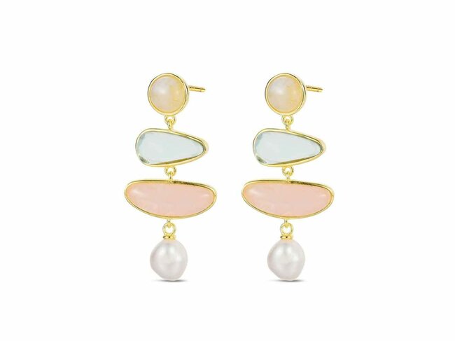 Lavida Pierres Nat | Boucles d'Oreilles | Plaqué Or | Pierres Naturelles | 9122503