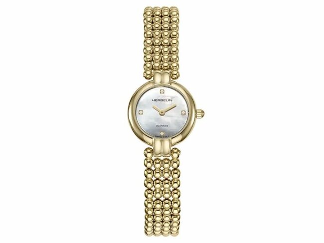 Michel Herbelin | Femme | Quartz | Perles PVD | 4 Diamants 0.016ct | ø22mm | 17433BP1N89 Michel Herbelin | Femme | Quartz | Perles PVD | 4 Diamants 0.016ct | ø22mm | 17433BP1N89