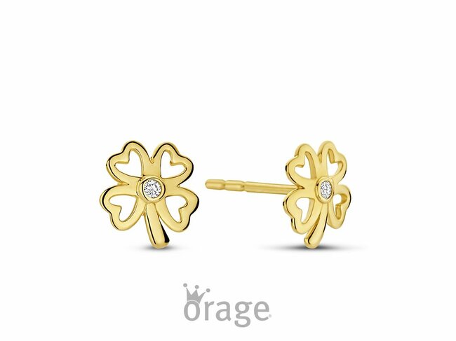 Orage Kids | Boucles d'Oreilles | Or Jaune | Trèfles| K2939