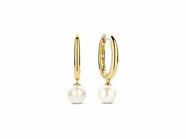 Ti Sento | Boucles d'Oreilles | Plaqué Or | Perles Synthétiques | ø8mm | 78043YP