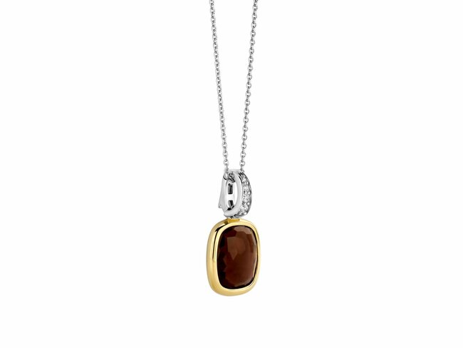 Ti Sento | Collier | Argent | Bicolore | Oxyde de Zirconium | Cristal | Marron |6852SQ