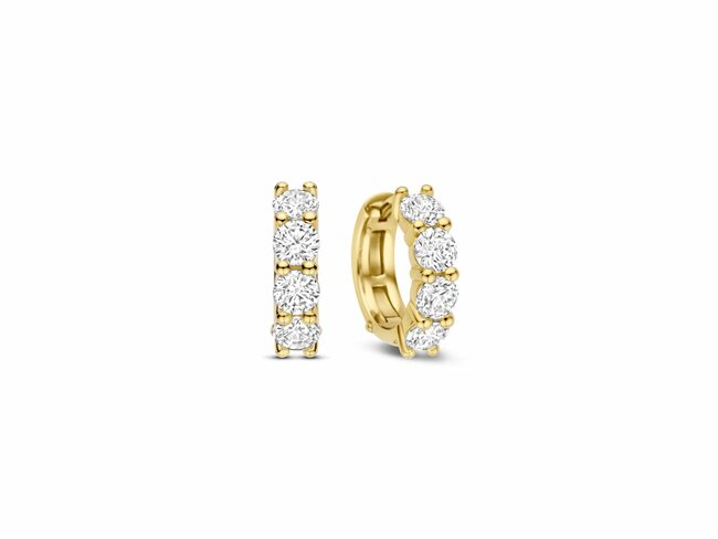 Ti Sento | Boucles d'Oreilles | Créoles | Plaqué Or|Oxyde de Zirconium | ø15mm|78023ZY