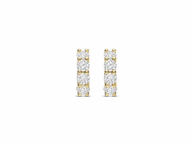 Ti Sento | Boucles d'Oreilles | Créoles | Plaqué Or|Oxyde de Zirconium | ø15mm|78023ZY