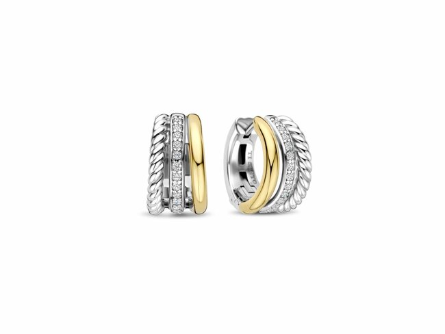 Ti Sento | Boucles d'Oreilles | Créoles | Argent |Bicolore |Oxyde de Zirconium|78025ZY