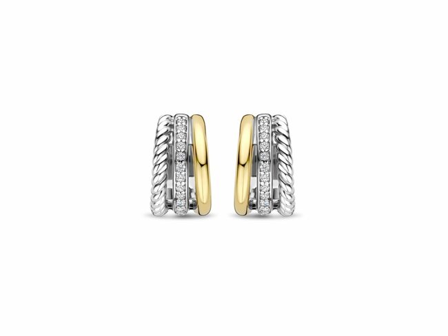 Ti Sento | Boucles d'Oreilles | Créoles | Argent |Bicolore |Oxyde de Zirconium|78025ZY