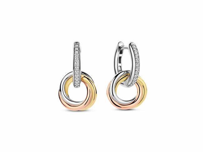 Ti Sento | Boucles d'Oreilles | Créoles | Tricolore | ø13mm | 7857ZT