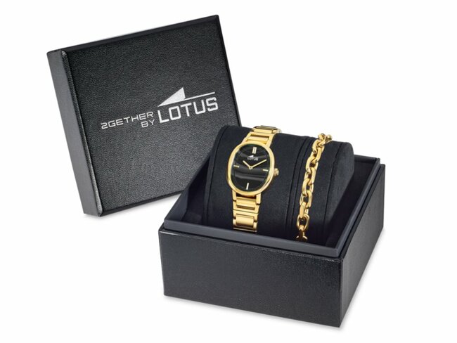 Lotus | Femme | Quartz | Acier Inoxydable Doré | Montre + Bijou | 24.7mm | 19013/5