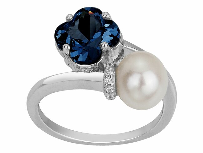 Griffe Rouge | Bague | Argent | Oxyde de Zirconium | Bleu | Perle d'Eau Douce | 80100026 Griffe Rouge | Bague | Argent | Oxyde de Zirconium | Bleu | Perle d'Eau Douce | 80100026