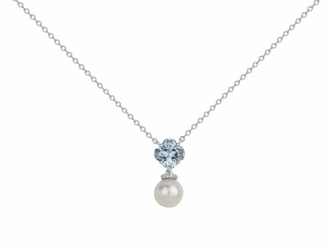 Griffe Rouge | Collier | Argent | Oxyde de Zirconium | Bleu Topaze | Perle | 80700026 Griffe Rouge | Collier | Argent | Oxyde de Zirconium | Bleu Topaze | Perle | 80700026