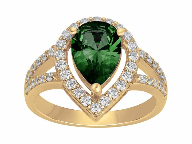 Griffe Rouge | Bague | Plaqué Or | Oxyde de Zirconium | Vert | 86100015 Griffe Rouge | Bague | Plaqué Or | Oxyde de Zirconium | Vert | 86100015