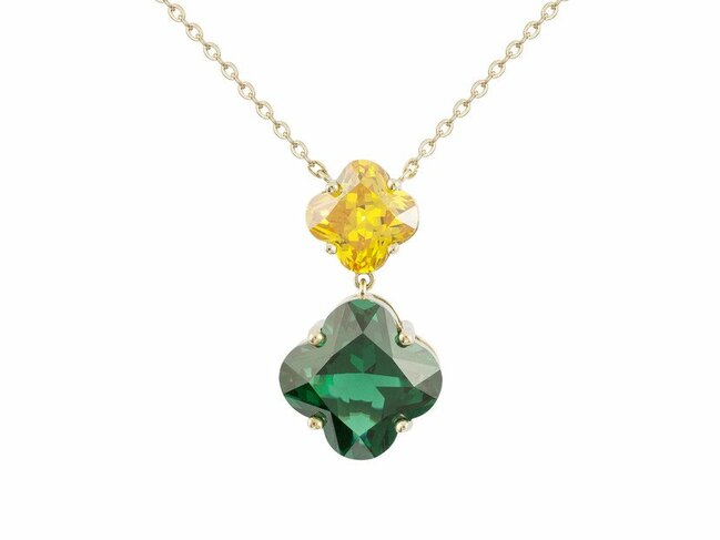 Griffe Rouge | Collier | Plaqué Or | Oxyde de Zirconium | Vert | Jaune | 86700020 Griffe Rouge | Collier | Plaqué Or | Oxyde de Zirconium | Vert | Jaune | 86700020