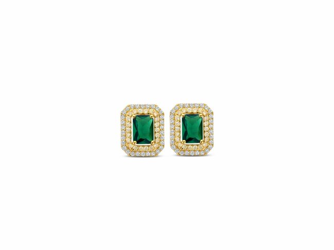 Naiomy Silver | Boucles d'Oreilles | Plaqué Or | Oxyde de Zirconium | Vert | N5L63 Naiomy Silver | Boucles d'Oreilles | Plaqué Or | Oxyde de Zirconium | Vert | N5L63