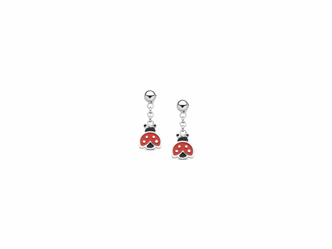 N.Princess | Boucles d'Oreilles | Argent | Coccinelle | Rouge | Noir | PD102