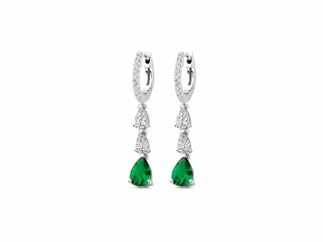 Naiomy Silver | Boucles d'Oreilles | Créoles | Argent | Oxyde de Zirconium | Vert | N5L53 Naiomy Silver | Boucles d'Oreilles | Créoles | Argent | Oxyde de Zirconium | Vert | N5L53