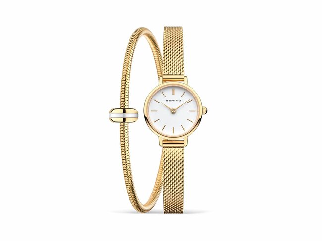 Bering | Femme | Quartz | Milanais | Doré | + 1 bijou Bracelet | 22mm|11022-334-Love Bering | Femme | Quartz | Milanais | Doré | + 1 bijou Bracelet | 22mm|11022-334-Love