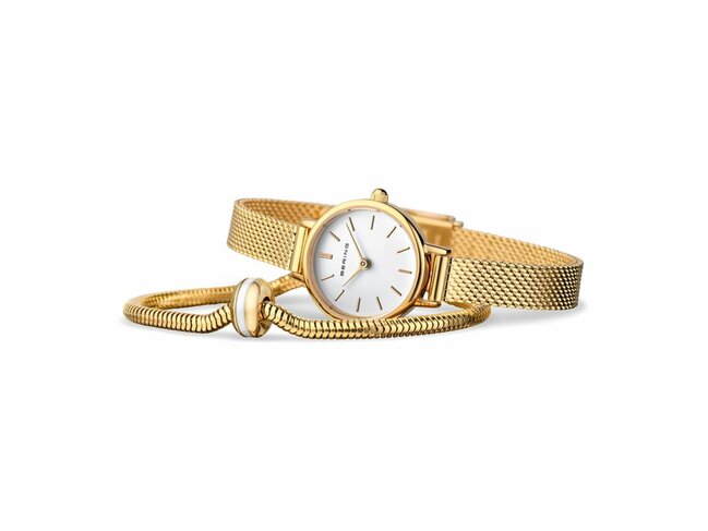 Bering | Femme | Quartz | Milanais | Doré | + 1 bijou Bracelet | 22mm|11022-334-Love Bering | Femme | Quartz | Milanais | Doré | + 1 bijou Bracelet | 22mm|11022-334-Love