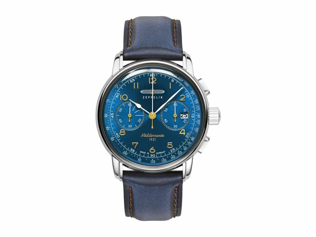 Zeppelin | Homme | Quartz | Chronographe | Cuir Bleu | 42mm | 9670-3