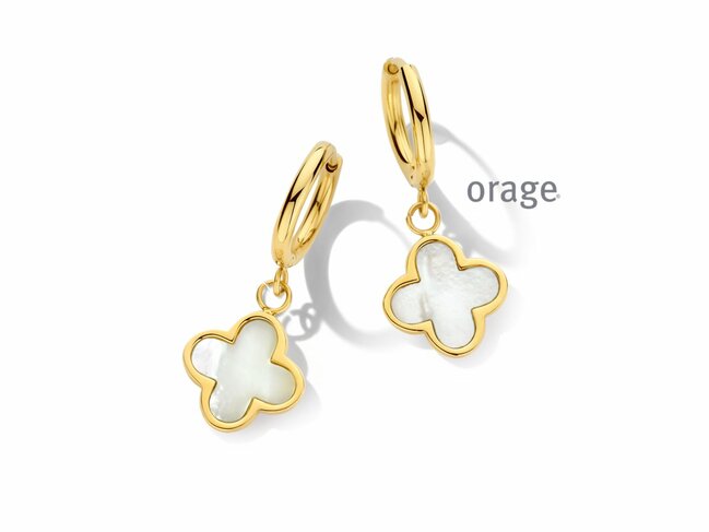 Orage | Boucles d'Oreilles | Acier Doré | Nacre | BB117