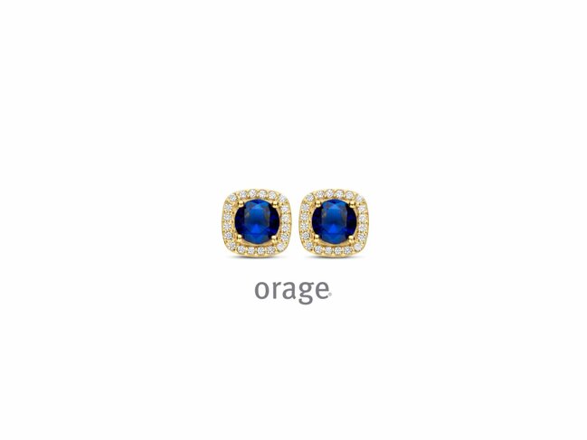 Orage | Boucles d'Oreilles | Plaqué Or | Oxyde de Zirconium | Bleu | BB040