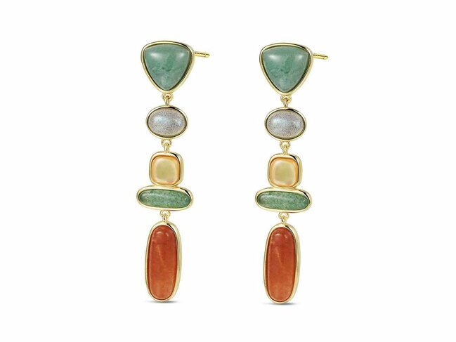 Lavida Pierres Nat | Boucles d'Oreilles | Plaqué Or | Pierres Naturelles | 9124939