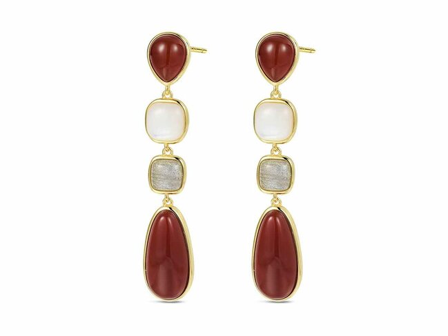 Lavida Pierres Nat | Boucles d'Oreilles | Plaqué Or | Pierres Naturelles | 9124930