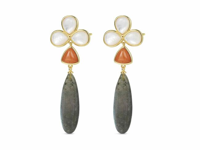 Lavida Pierres Nat | Boucles d'Oreilles | Plaqué Or | Pierres Naturelles | 9124936