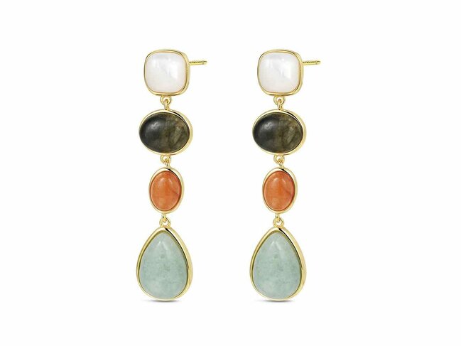 Lavida Pierres Nat | Boucles d'Oreilles | Plaqué Or | 9124937