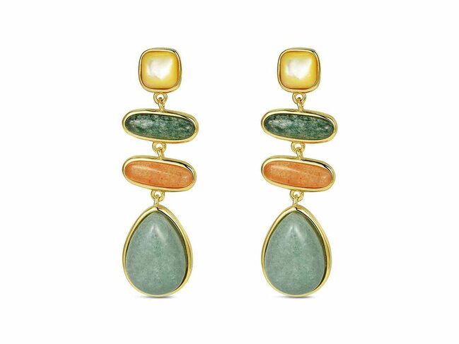 Lavida Pierres Nat | Boucles d'Oreilles | Plaqué Or | Pierres Naturelles | 9125190