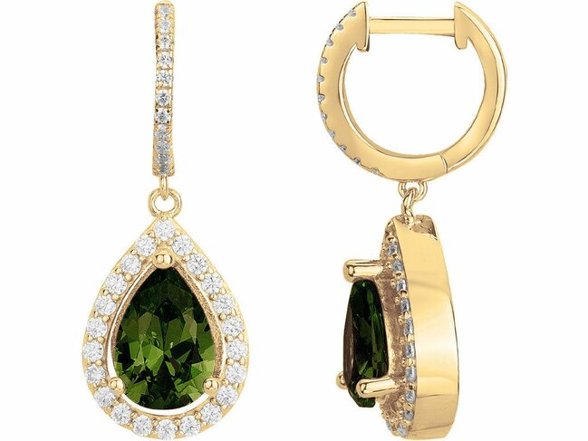 Griffe Rouge | Boucles d'Oreilles | Plaqué Or | Vert | 86400022