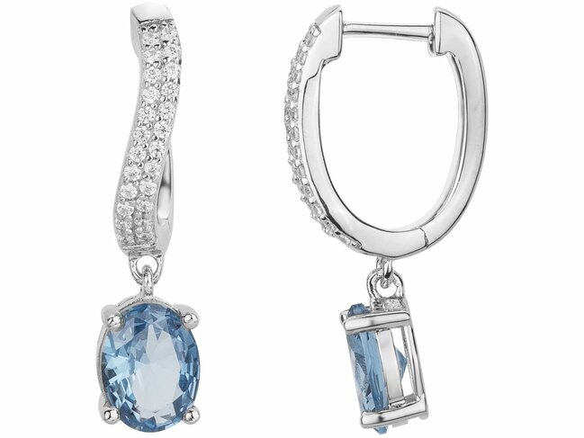 Griffe Rouge | Boucles d'Oreilles | Argent | Oxyde de Zirconium |  | Bleue | 80400010
